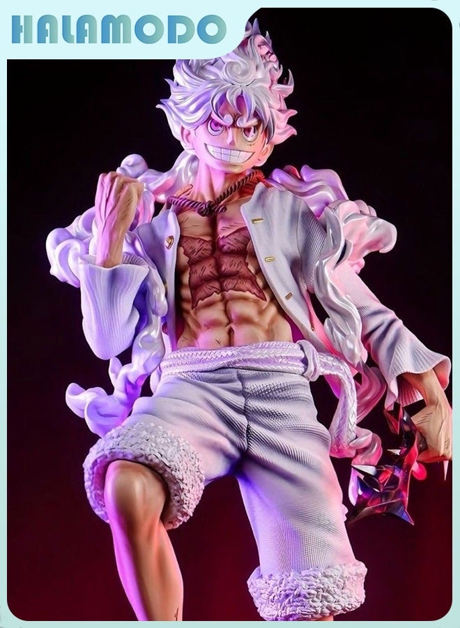HALAMODO One Piece Nika Luffy Anime Figure with Light-Up Base，Desktop Decor Birthday Gift Toy Collectible - Image 1