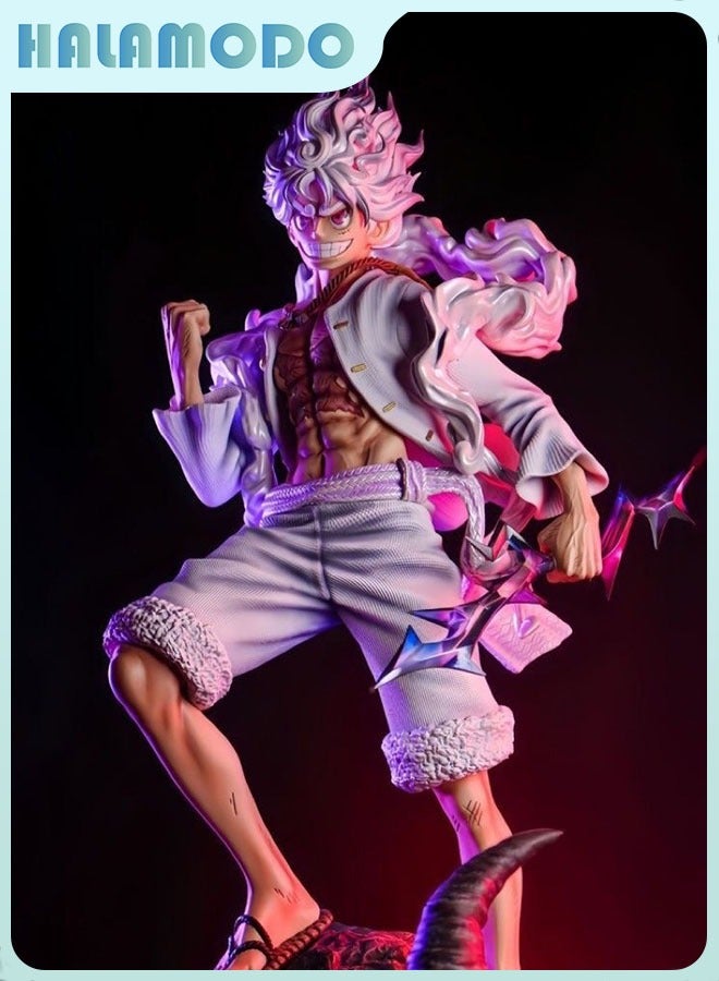 HALAMODO One Piece Nika Luffy Anime Figure with Light-Up Base，Desktop Decor Birthday Gift Toy Collectible - Image 2