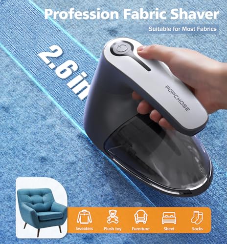 POPCHOSE Fabric Shaver for Clothing, Electric Lint Remover Sweater Shaver to Remove Pilling, Depiller for Clothes, Furniture, Couch, Fuzz with 6-Leaf Blades Extra, Electrostatic Brush - Image 5