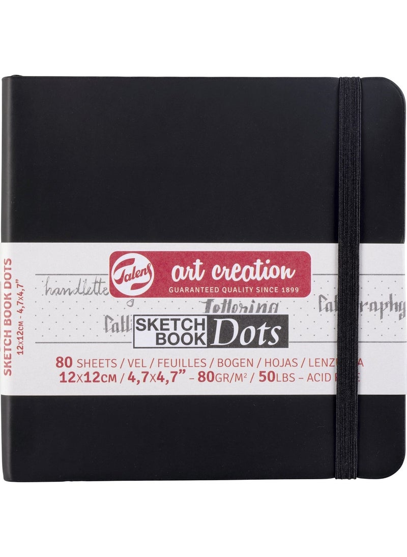 Talens Sketchbook Dots Dotted Sketch Drawing Book 80 Gr. 12X12 cm. 80 Pages Black  - Image 1