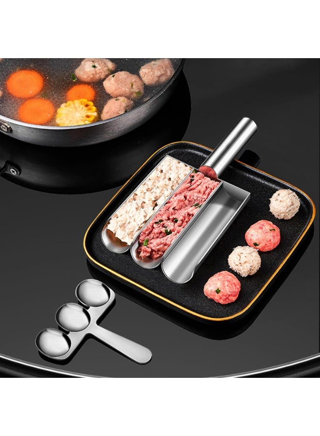 Meatball Maker Tool, Stainless Steel Kitchen Manual Non Stick Meatball Maker, Portable Meatball Spoon Ball Maker, Kitchen Meatball Making Set, Home Cooking Tools  - Image 2