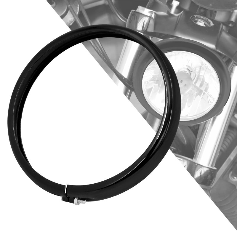 HDBUBALUS 575 Inch Headlight Trim Ring Head Lamp Decorate Ring Fit for Harley Softail Street Bob 20182024 Black 1 Pc