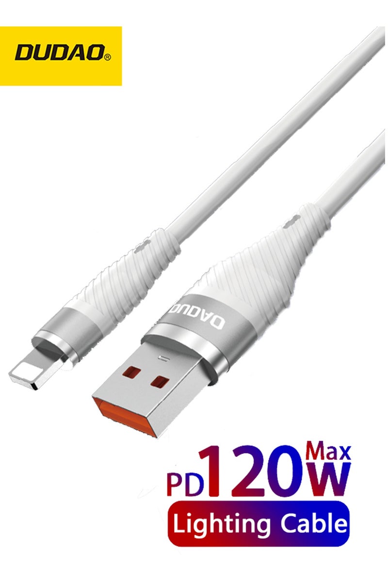 دوداو كابل شحن سريع 120 وات، كابل لايتنينج متين بطول 1.23 متر، مادة TPE، شريحة ذكية آمنة، تيار عالي 3 أمبير - Image 1