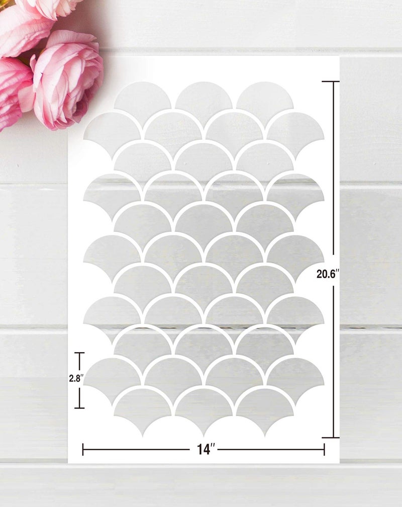 G GSS Designs GSS Designs Wall Stencil - Large Fishscale Stencil (16x24 Inch) for Painting on Wall Furniture Floor Fabric Stencils - Reusable Moroccan Template for Wall Decals & Wallpaper & Wall Decor (SL-076) - Image 2