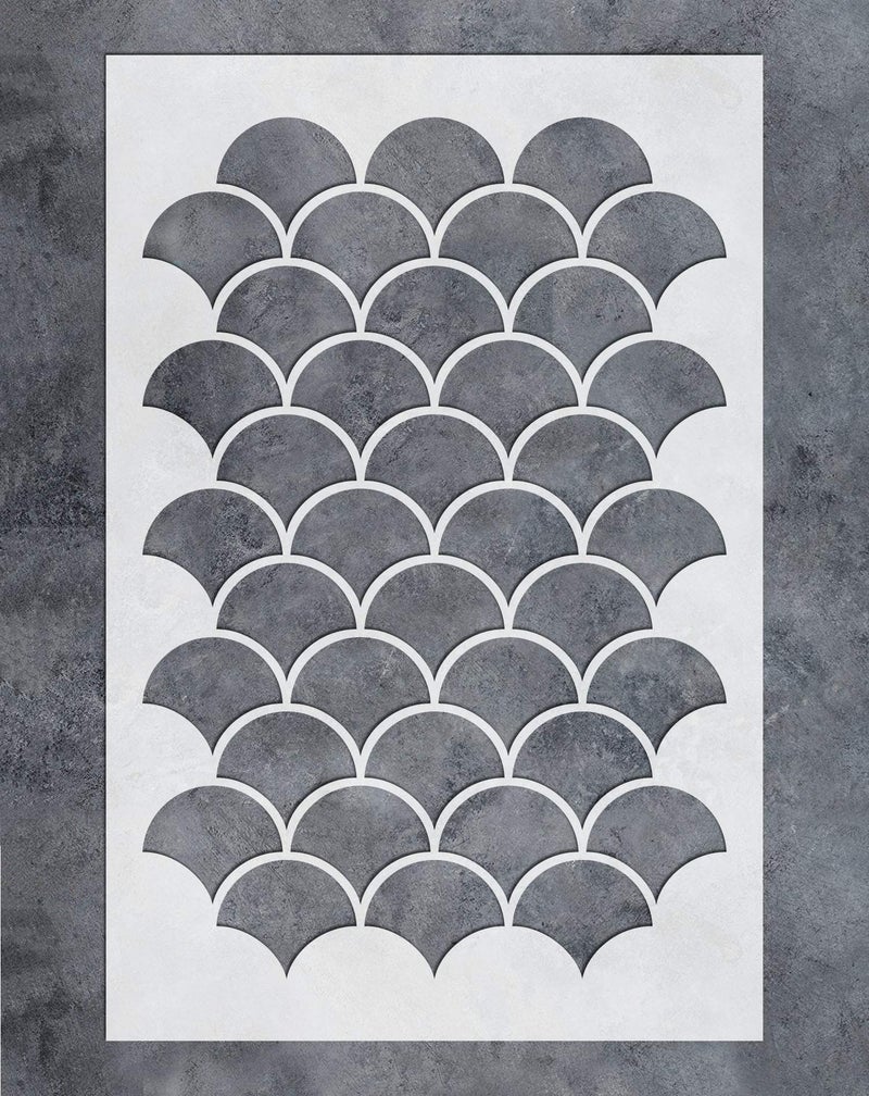 G GSS Designs GSS Designs Wall Stencil - Large Fishscale Stencil (16x24 Inch) for Painting on Wall Furniture Floor Fabric Stencils - Reusable Moroccan Template for Wall Decals & Wallpaper & Wall Decor (SL-076) - Image 1