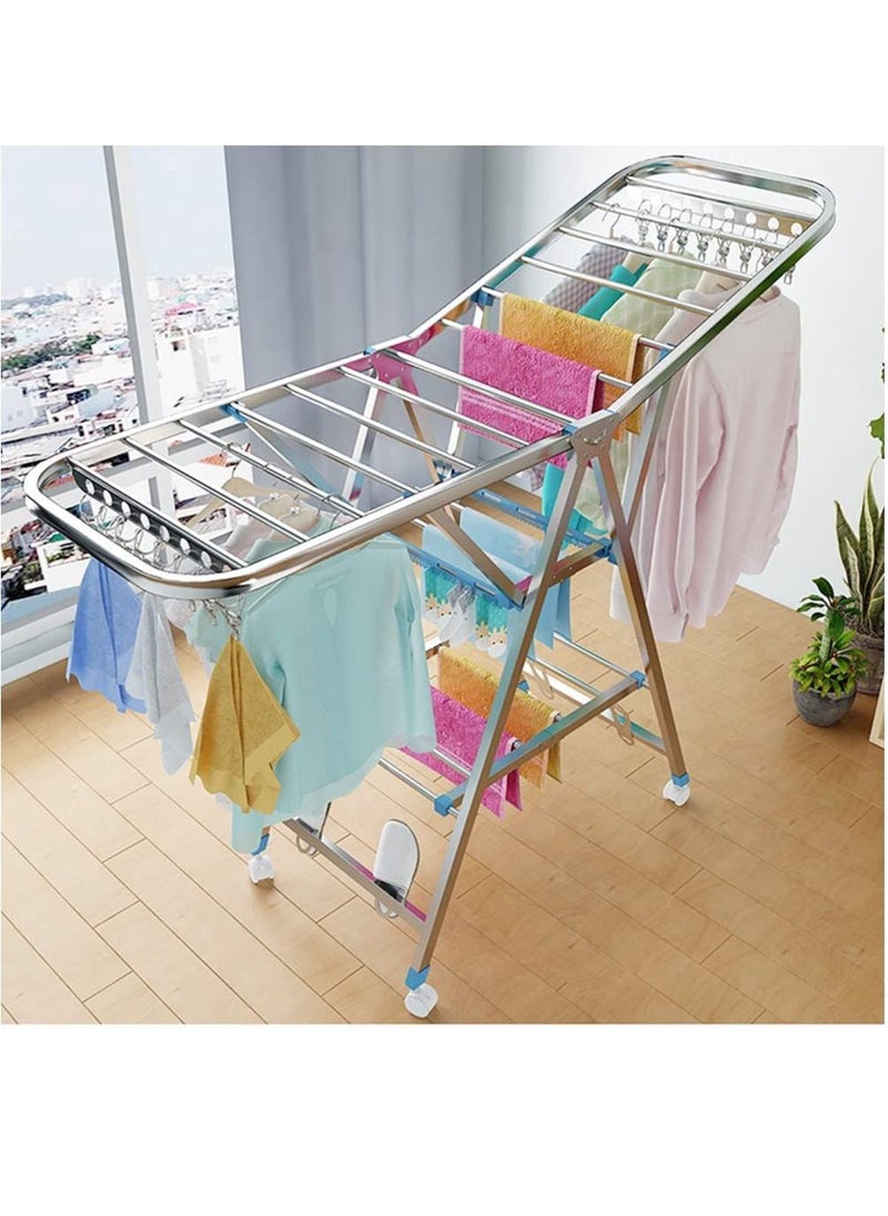 Folding Laundry Hanger Cloth Drying Stand Rack with Rolling Wheel Foldable Stable 150CM - pzsku/Z2149699C9BDF97A7E876Z/45/_/1650004715/e3615182-6f5c-4072-9f43-901de4724c87