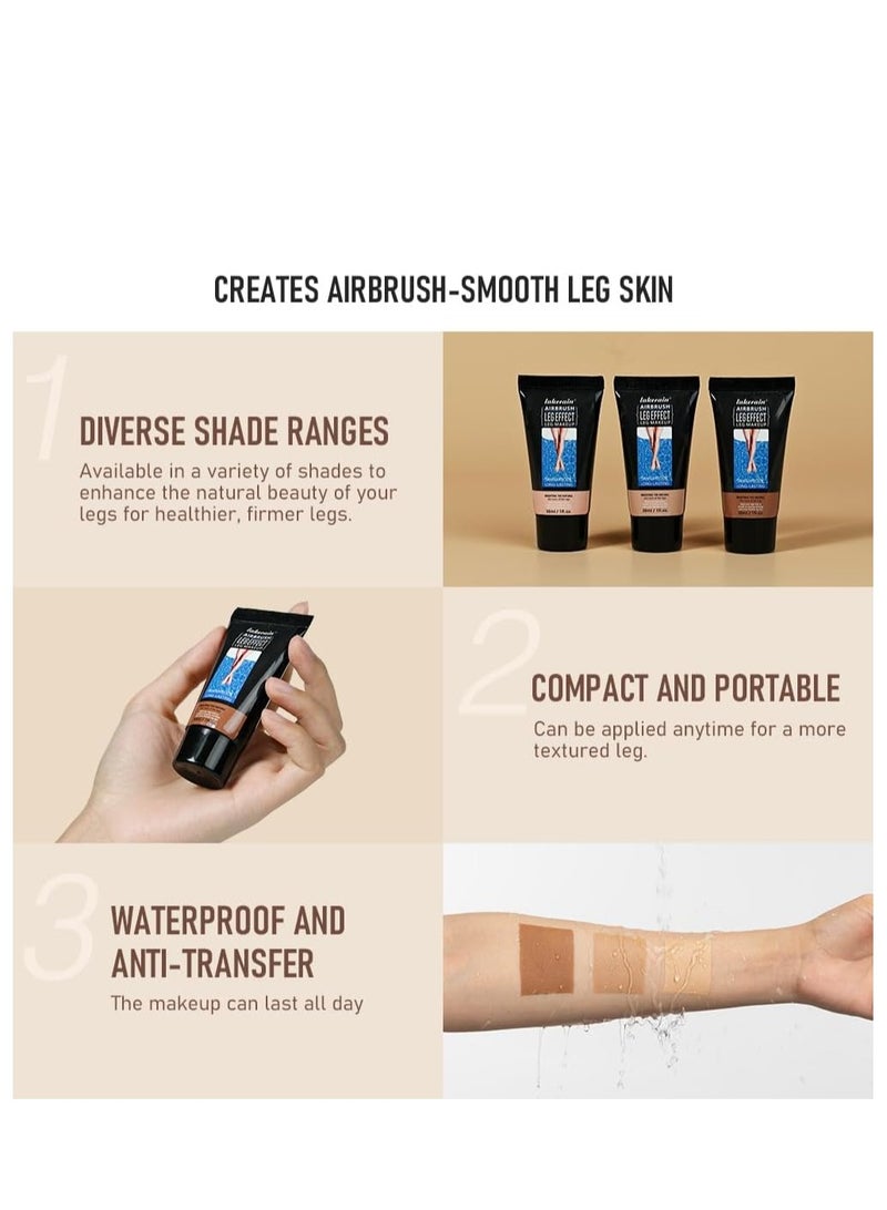 lakerain Getaria Leg Makeup Waterproof No Transfer, Leg Foundation Cover up Makeup for Varicose Veins Even Skin, Leg and Body Scar Concealer Makeup for Tattoo Cover Up 30ml(#2 Medium Glow) - Image 4