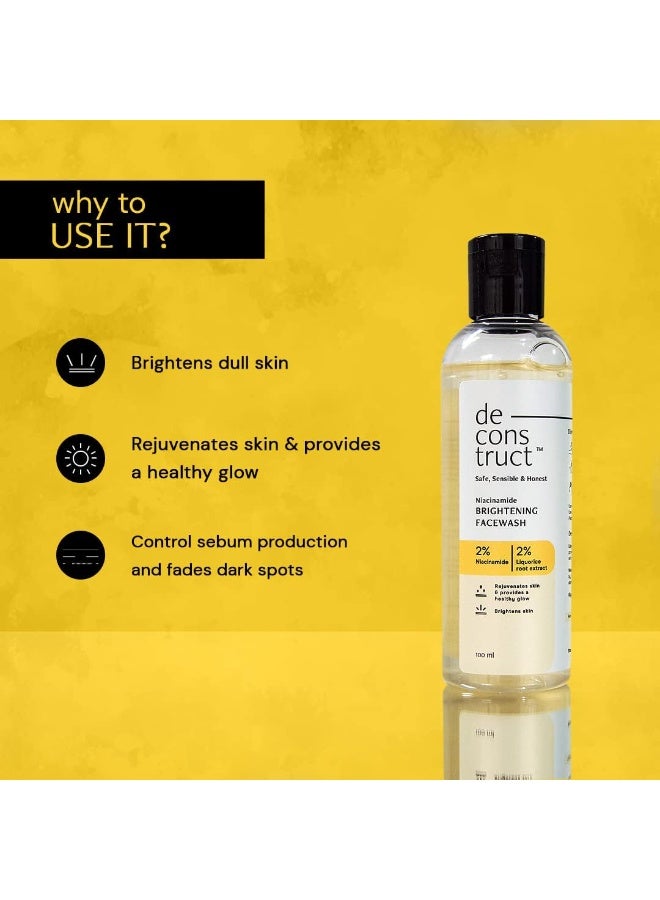 Deconstruct Niacinamide Brightening Face Wash | 2% Niacinamide+2% Liquorice Root Extract | Fragrance-free Face Wash for Tan Removal & Glowing Skin | pH Balanced & SLS & Paraben Free | 100 ml - Image 4