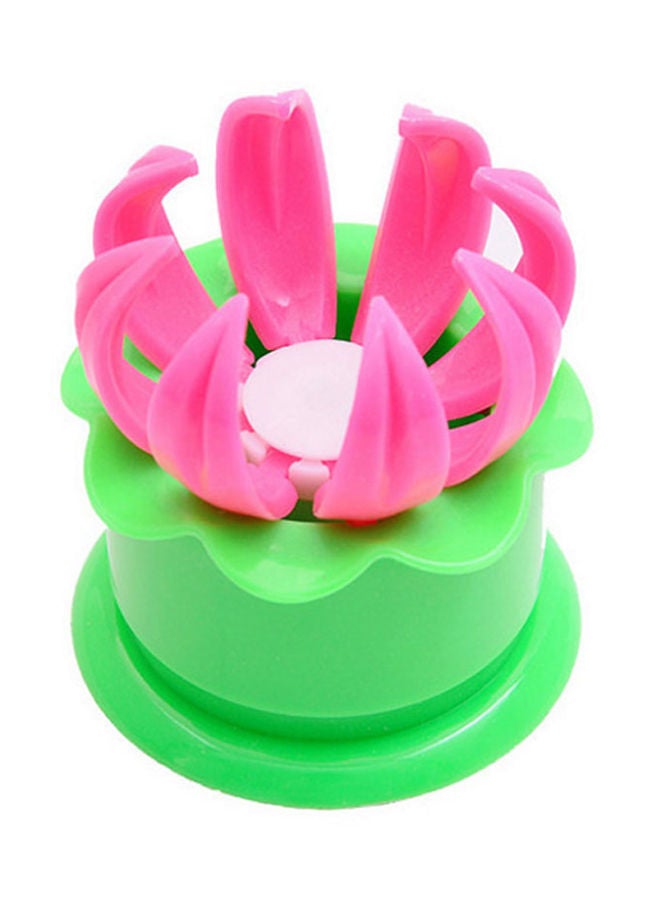 NIBEMINENT Lotus Shaped Plastic Bun Mould Pink/Green  - Image 1