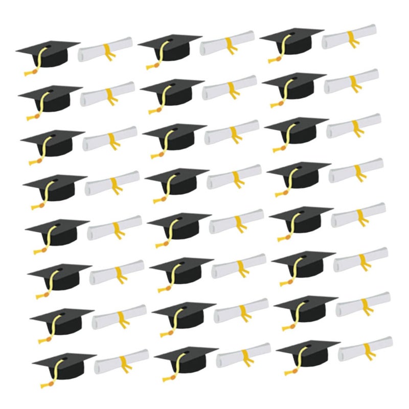 Graduation Cap Confetti 100 Pieces Gold Silver Black Class Of 2025 Party Table Scatter Decoration - Image 2