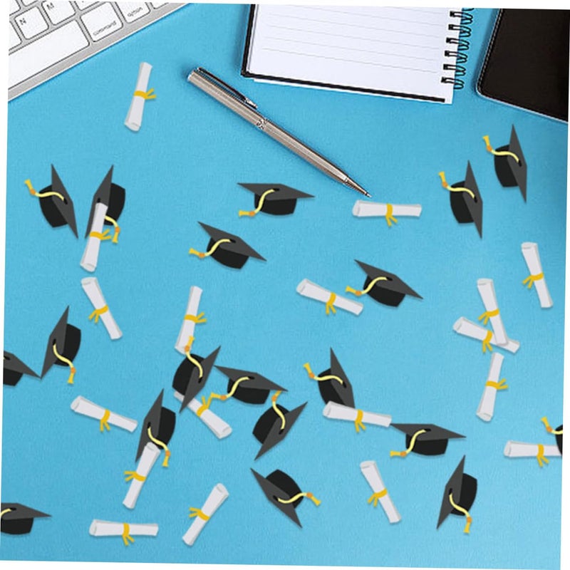 Graduation Cap Confetti 100 Pieces Gold Silver Black Class Of 2025 Party Table Scatter Decoration - Image 5