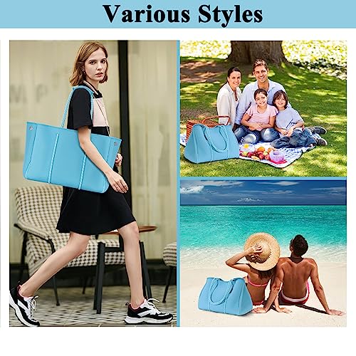 QOGiR Neoprene Tote Multipurpose Gym Beach Bag Large Sports Ocean Blue Large - Image 3