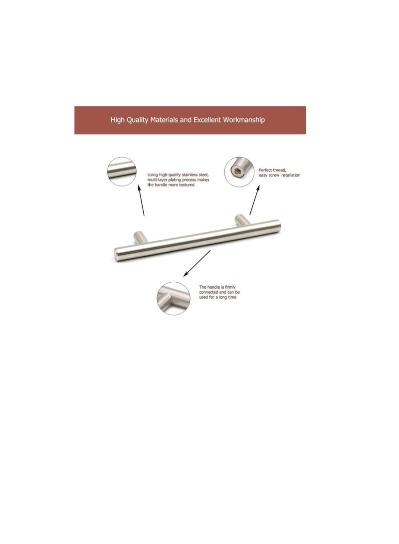 Robustline Stainless Steel Kitchen Cabinet Drawer T-Bar Cabinet & Furniture Pull Cabinet Door Handles and Pulls Cabinet Knobs Brushed Nickel (25 x Hole size 19 CM) - Image 2