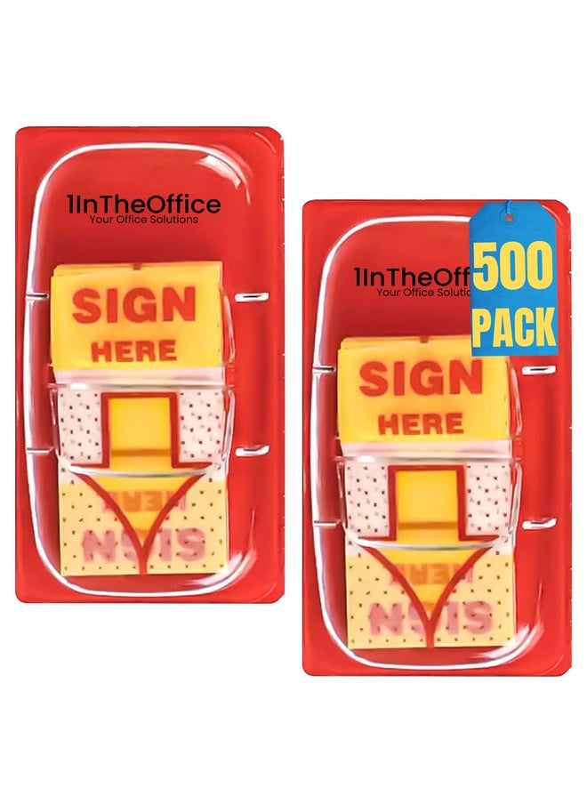 1إن ذا أوفيس علامات التبويب Sign Here 1 ملصقات/أعلام باللون الأصفر 500/عبوة (500)  - Image 1