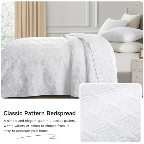 Lavsiry White Queen Size Quilt Bedding Set with Pillow Shams, Summer Lightweight Bedspread Coverlet, Soft Quilted Blanket Thin Comforter for All Seasons - Image 3