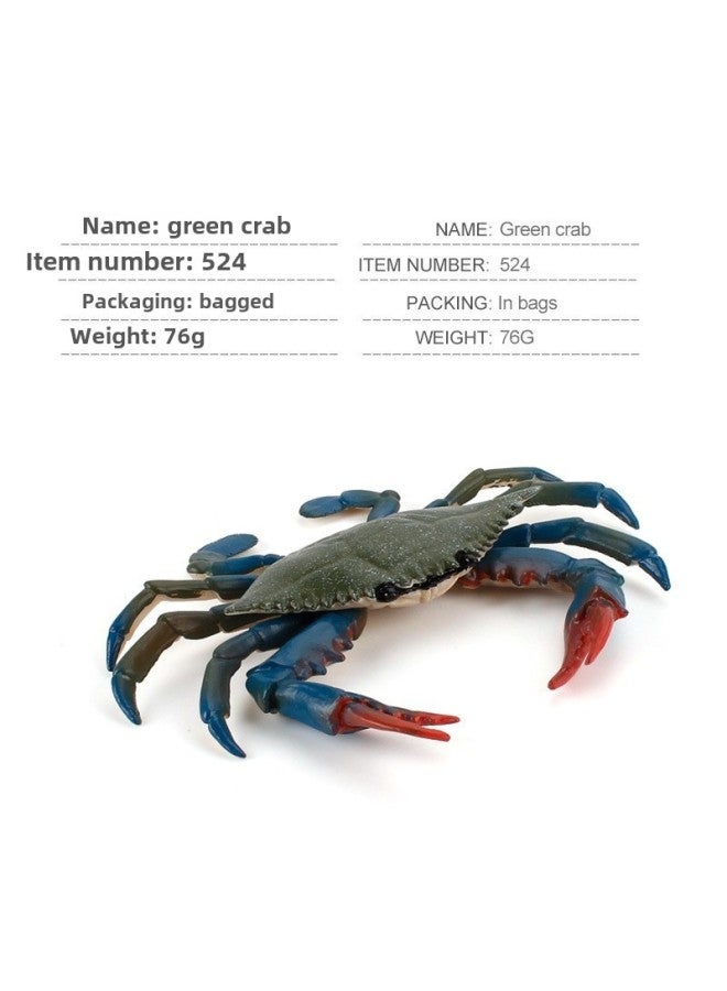 Simulation Whale Shark Tiger Shark Blue Whale Marine Biological Model Deep Sea Prehistoric Ancient Deng's Fish Trilobite Animal Model-Color:PL127-524 Green Crab 76g  - Image 1