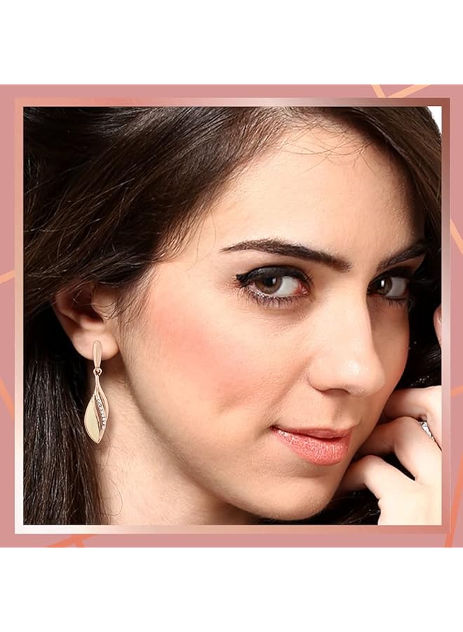 Estele 24Kt Brass Rose Gold Tone Plated White Enamel with crystal stone Earrings for Girl's - Image 4