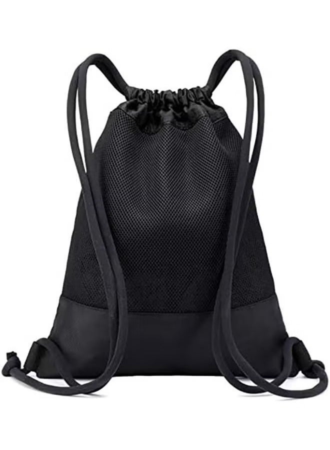 Generic Drawstring Backpack,Sports Canvas Bag,Waterproof Oxford Fabric Drawstring Bag,Swimming Bag,Basketball Bag,Soccer Bag,Zipper 43*49cm(Black)  - Image 3