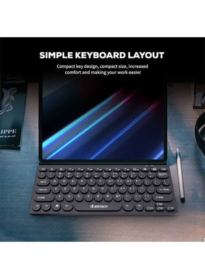 JERTECH DK500 USB Mini Silent Keyboard , Wired Office Comfort keyboard - 78 Slim Round keycap - Arabic & English PINK - Image 5