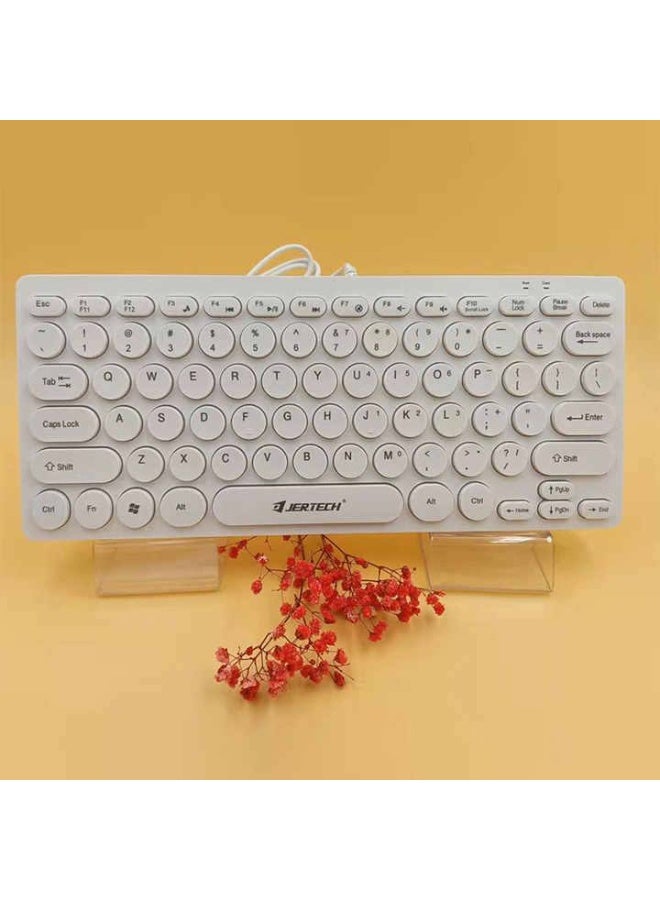 JERTECH DK500 USB Mini Silent Keyboard , Wired Office Comfort keyboard - 78 Slim Round keycap - Arabic & English PINK - Image 4