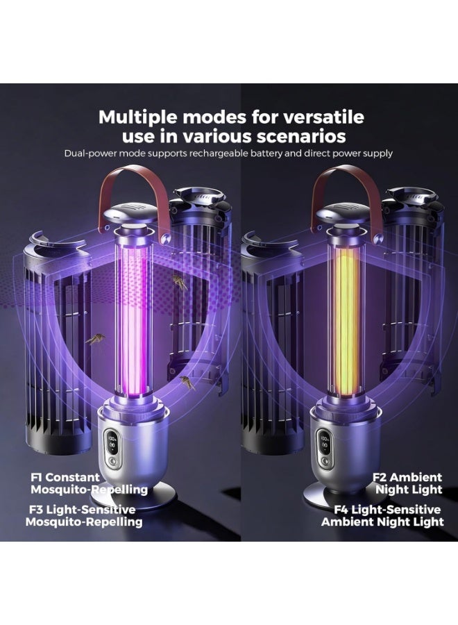 Electric mosquito killer lamp with light sensor, four-mode insect zapper, night light, rechargeable or plug-in, UV insect trap, mosquito killer - Image 3