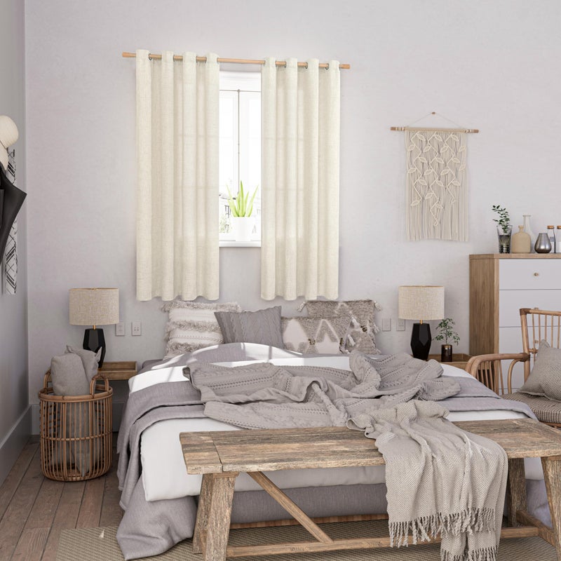 BGment ستائر بياضات Brage لغرفة المعيشة 2 لوحات ضوطة تصفية الخصوصية الخيش مزرعة Grommet الستائر محكم 72 بوصة طول كل لوحات نافذة 52 واسعة - Image 2