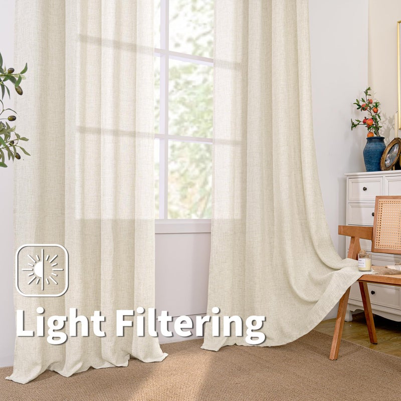 BGment ستائر بياضات Brage لغرفة المعيشة 2 لوحات ضوطة تصفية الخصوصية الخيش مزرعة Grommet الستائر محكم 72 بوصة طول كل لوحات نافذة 52 واسعة - Image 4