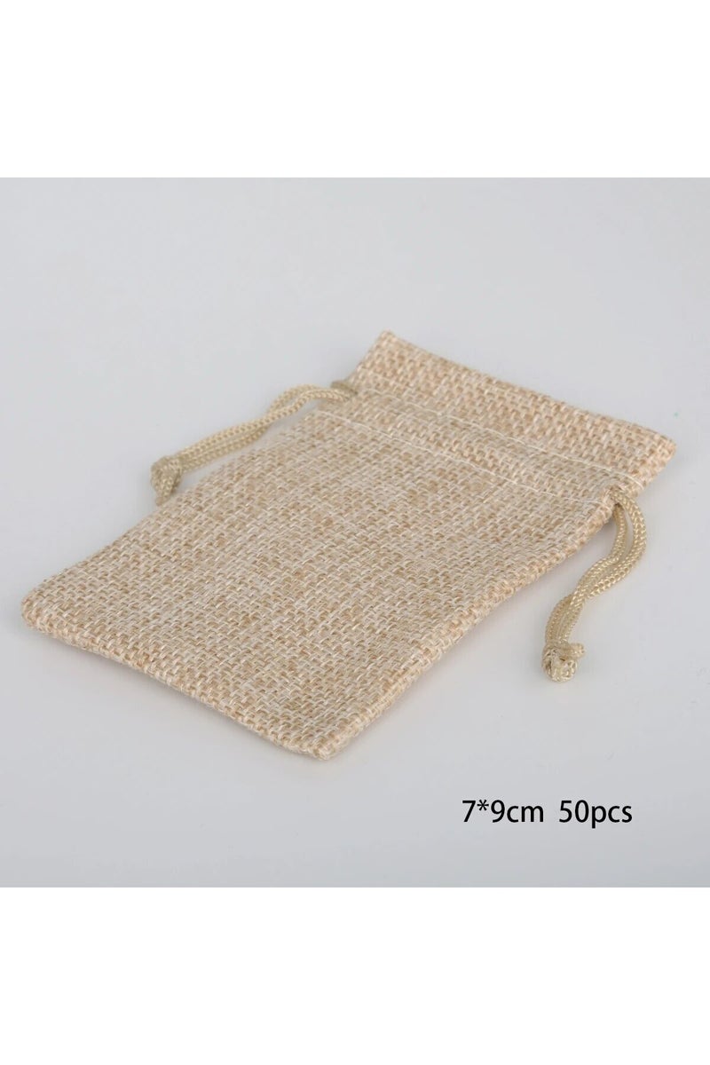 style1 50pcs 15-50 Cotton and Hemp Bundle Pocket Gift Bag for Children's Day Gift Packaging Bag DIY