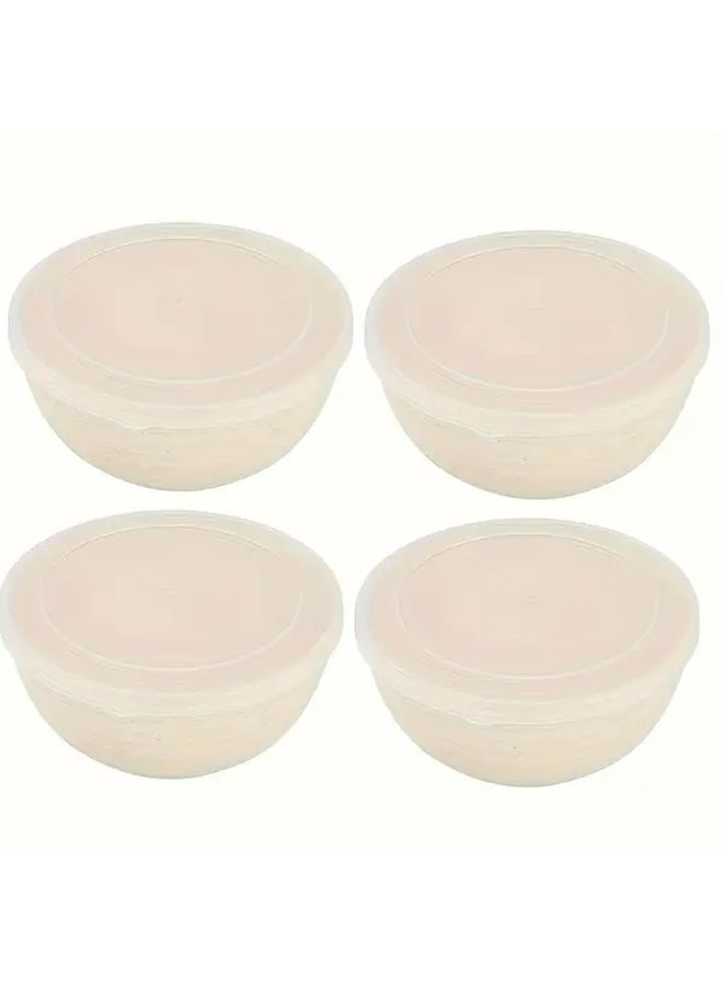 4 Piece Reusable Plastic Bowl Set With Lids 24 Oz Striped Microwavable Wheat Straw Bowls Mix Colors Rust Resistant Round Dish With Cover For Soup Oatmeal Ramen Camping Dorm Kitchen Tools Accessories - Image 4