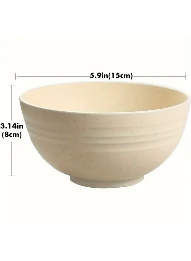 4 Piece Reusable Plastic Bowl Set With Lids 24 Oz Striped Microwavable Wheat Straw Bowls Mix Colors Rust Resistant Round Dish With Cover For Soup Oatmeal Ramen Camping Dorm Kitchen Tools Accessories - Image 5