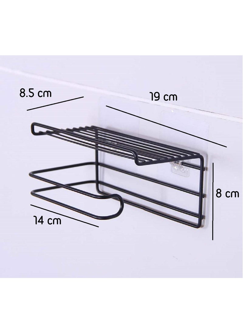 HOME CUBE HOME CUBE 1 Pc Adhesive Toilet Paper Holder with Phone Shelf Wall Mounted Toilet Paper Roll Holder Bathroom Tissue Roll Holder No Drilling Required Black Random Color  - Image 5