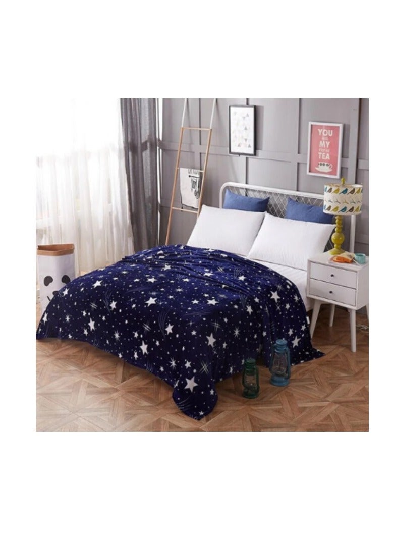 ديلز فور لس عروض بسعر أقل - بطانية صوف ناعمة، حجم مزدوج، تصميم نجوم بيضاء. - Image 2