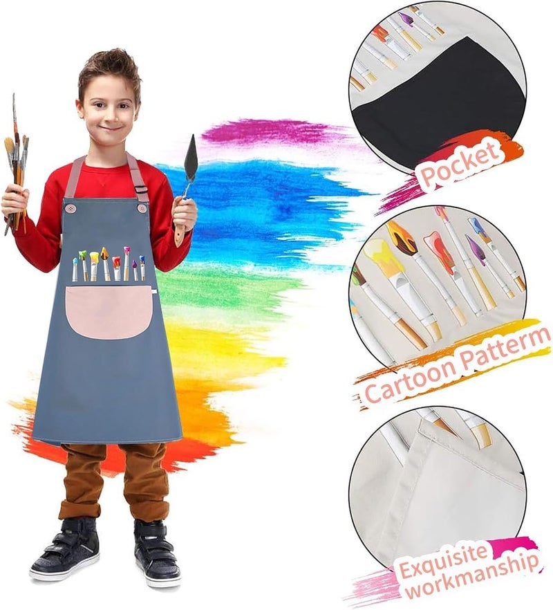موموبير مامو بير 2 قطعة مريلات أطفال مقاومة للماء، مريلات رسم فنية للأطفال، مريلات مطبخ وحديقة للأطفال الصغار للطهي والحرف اليدوية والطين والأنشطة المخبرية، ارتداء للخبز والطهي والرسم والحرف اليدوية - Image 3