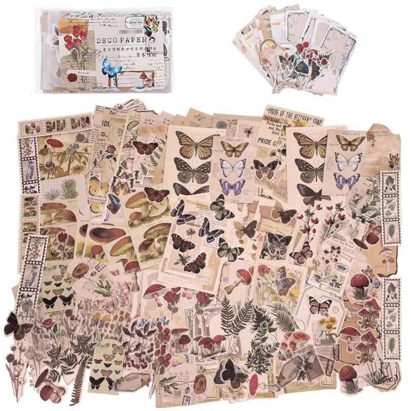 RANUR RANUR Vintage Journal Supplies for Scrapbook Supplies Journaling Stickers Journal Planners DIY Paper Stickers Craft Kits Notebook Collage Album Aesthetic Set of 200 pcs 