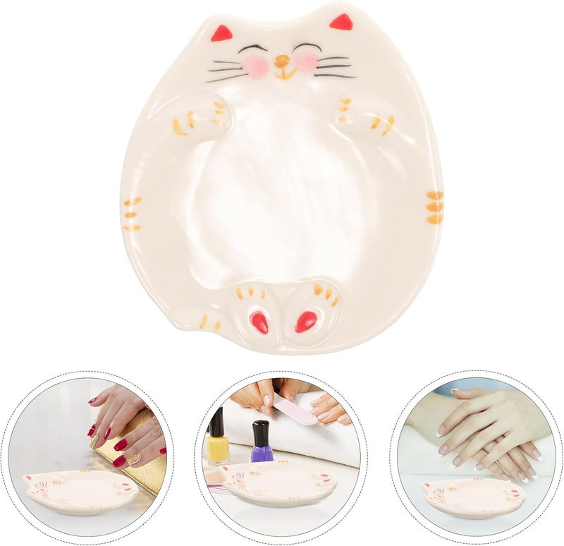 Ceramic Palette Tray for Watercolor and Gouache Painting, Small 8.5X7.5Cm Artist Mixing Tray for Nail Art and Manicure Use, Cute Cat Design - Image 3