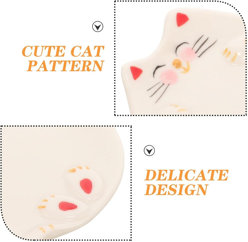 Ceramic Palette Tray for Watercolor and Gouache Painting, Small 8.5X7.5Cm Artist Mixing Tray for Nail Art and Manicure Use, Cute Cat Design - Image 5
