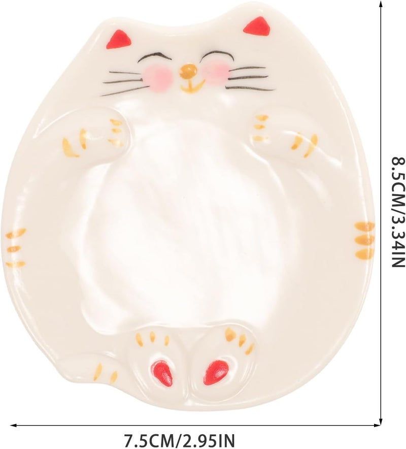 Ceramic Palette Tray for Watercolor and Gouache Painting, Small 8.5X7.5Cm Artist Mixing Tray for Nail Art and Manicure Use, Cute Cat Design - Image 2