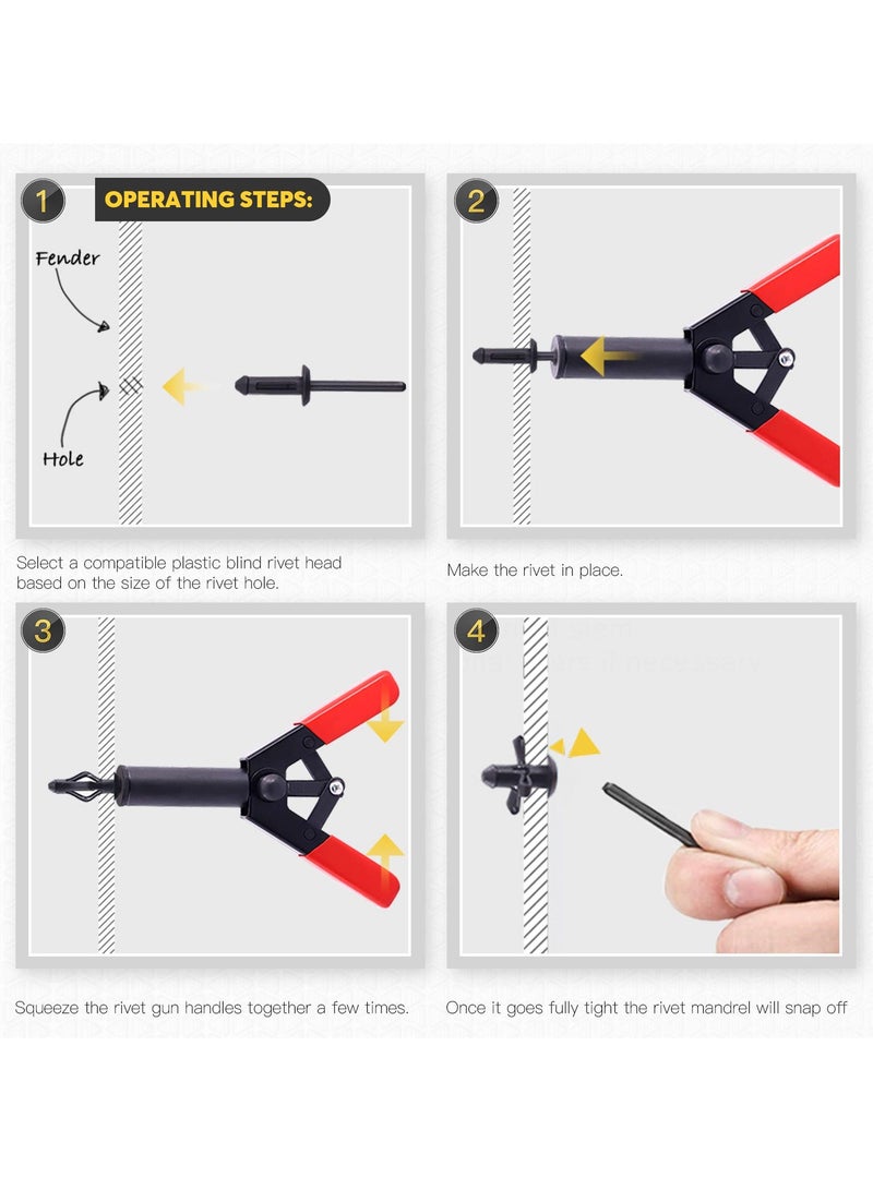Barakah 42PCS Plastic Rivet Gun Set with Bonus Fastener Removal Tool, 40 Nylon Blind Rivets in 4 Sizes, Hand Riveter for Automotive Use - Image 3