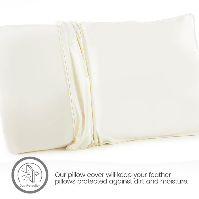 ويسبر أورجانيكس واقي وسادة Whisper Organics - GOTS معتمد من وسادة القطن بنسبة 100 ٪ مع سحاب - أغطية وسادة - 20 × 30 بوصة حزمة من 2 (كوين العاج)  - Image 4