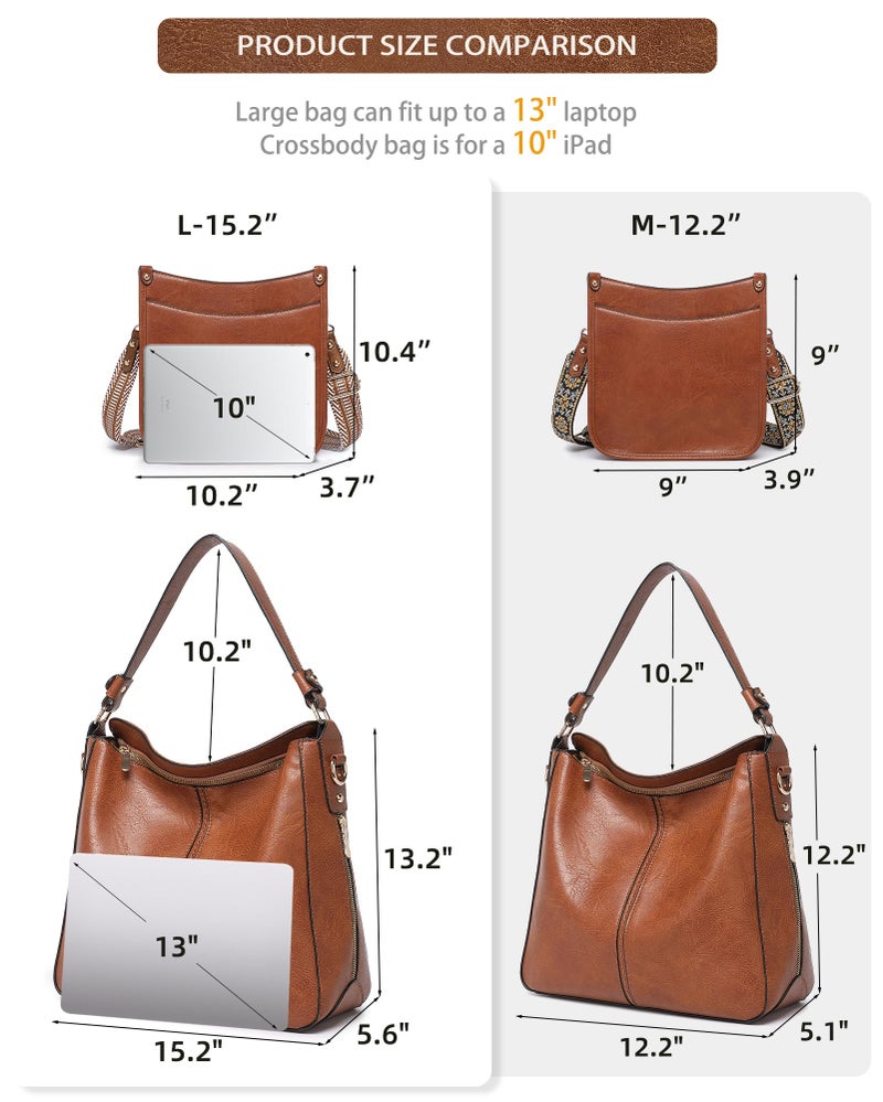 BAVERGE Purses for Women 3PCS, Crossbody Bags Set Large Leather Purse Shoulder Handbags with Wallet Adjustable Straps for Ladies Tote - Image 2