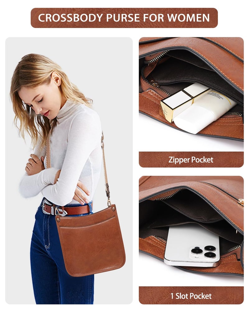 BAVERGE Purses for Women 3PCS, Crossbody Bags Set Large Leather Purse Shoulder Handbags with Wallet Adjustable Straps for Ladies Tote - Image 3