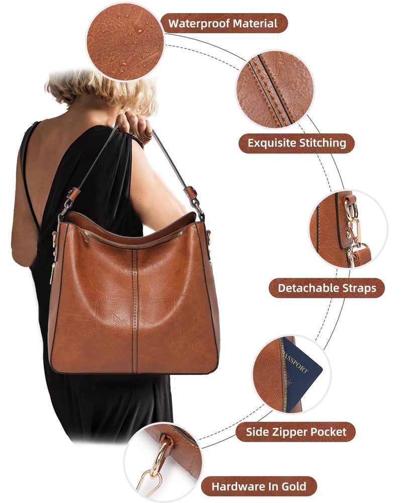 BAVERGE Purses for Women 3PCS, Crossbody Bags Set Large Leather Purse Shoulder Handbags with Wallet Adjustable Straps for Ladies Tote - Image 5
