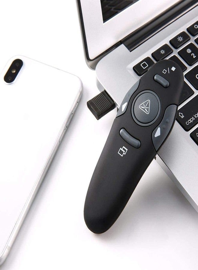atdaraz جهاز عرض تقديمي لاسلكي يعمل بتردد 2.4 جيجاهرتز من نوع USB من atdaraz، مزود بمبدل شرائح باوربوينت لاسلكي مع مفاتيح اختصار - مدى التحكم عن بعد: 15 مترًا - أسود. - Image 2