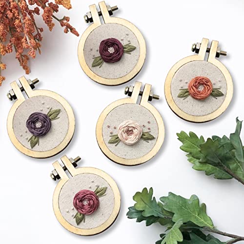 ZOCONE 40 Packs Mini Embroidery Hoops, Small Ring Tiny Embroidery Hoops, Round Wood Hoops for DIY Pendant Embroidery Necklace Jewelry Pendant and Keychain - Image 5