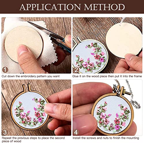 ZOCONE 40 Packs Mini Embroidery Hoops, Small Ring Tiny Embroidery Hoops, Round Wood Hoops for DIY Pendant Embroidery Necklace Jewelry Pendant and Keychain - Image 3