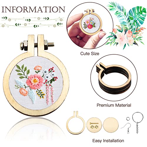 ZOCONE 40 Packs Mini Embroidery Hoops, Small Ring Tiny Embroidery Hoops, Round Wood Hoops for DIY Pendant Embroidery Necklace Jewelry Pendant and Keychain - Image 4