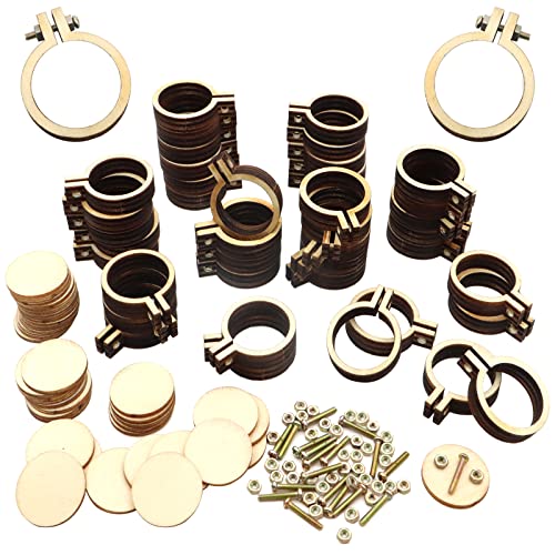 ZOCONE 40 Packs Mini Embroidery Hoops, Small Ring Tiny Embroidery Hoops, Round Wood Hoops for DIY Pendant Embroidery Necklace Jewelry Pendant and Keychain - Image 1