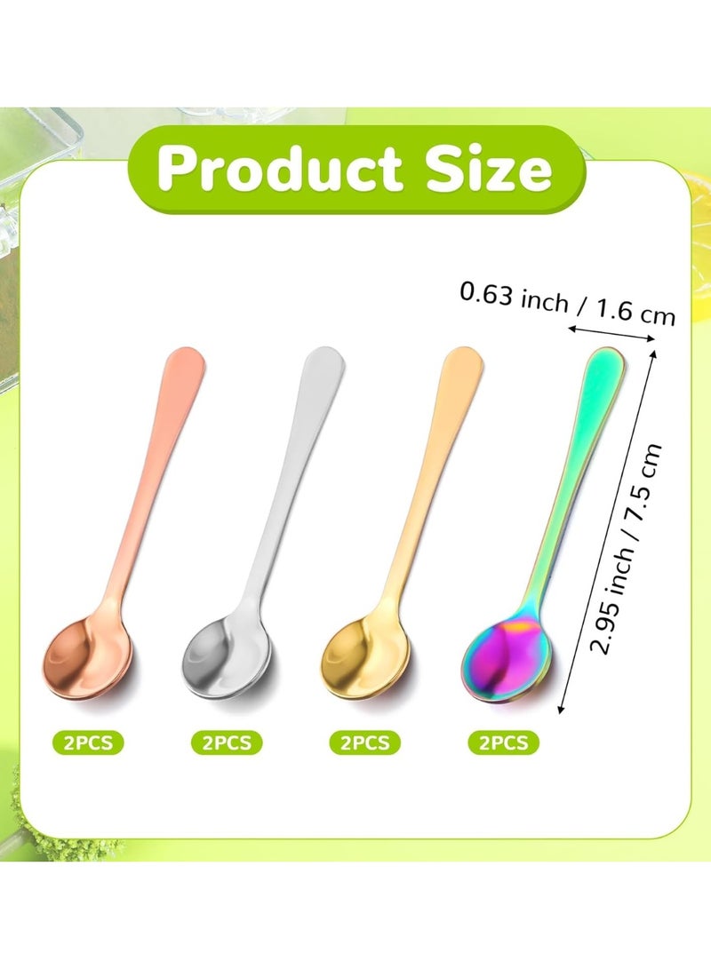 HZYH 8 Pcs Spice Spoons, 2.95 Inch Stainless Steel Small Spoons for Spice Jars, Easy to Clean Mini Condiment Spoons for Spices, Sugar, Pepper, Honey, and Seasoning - Image 2