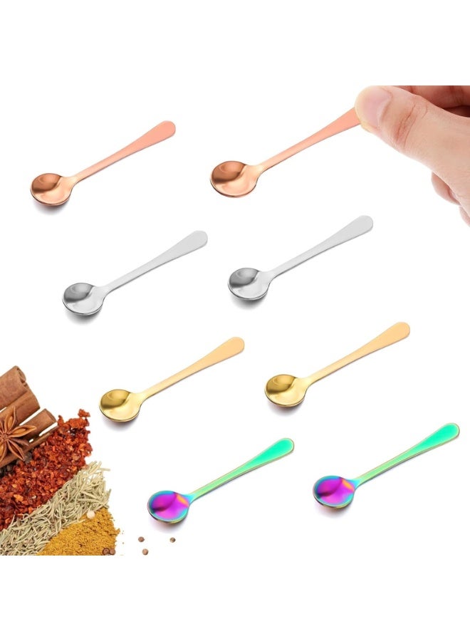 HZYH 8 Pcs Spice Spoons, 2.95 Inch Stainless Steel Small Spoons for Spice Jars, Easy to Clean Mini Condiment Spoons for Spices, Sugar, Pepper, Honey, and Seasoning - Image 1