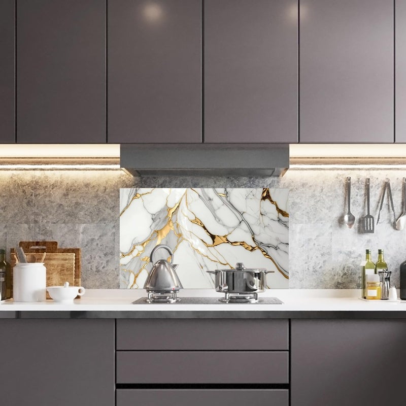 D-Fix ® Marble Peel and Stick Wallpaper for Home Decor, Waterproof Self-Adhesive Wall Stickers for Kitchen, Bathroom, Living Room – Wall Paper (60X200 CM (Golden Line Grey) - Image 5